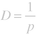 The equation reads, "Big D (physical size) equals 1 over little p (parallax angle)"